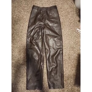 Talbots Sz S. Straight Leg. Chocolate. Pleather‎ Pants.